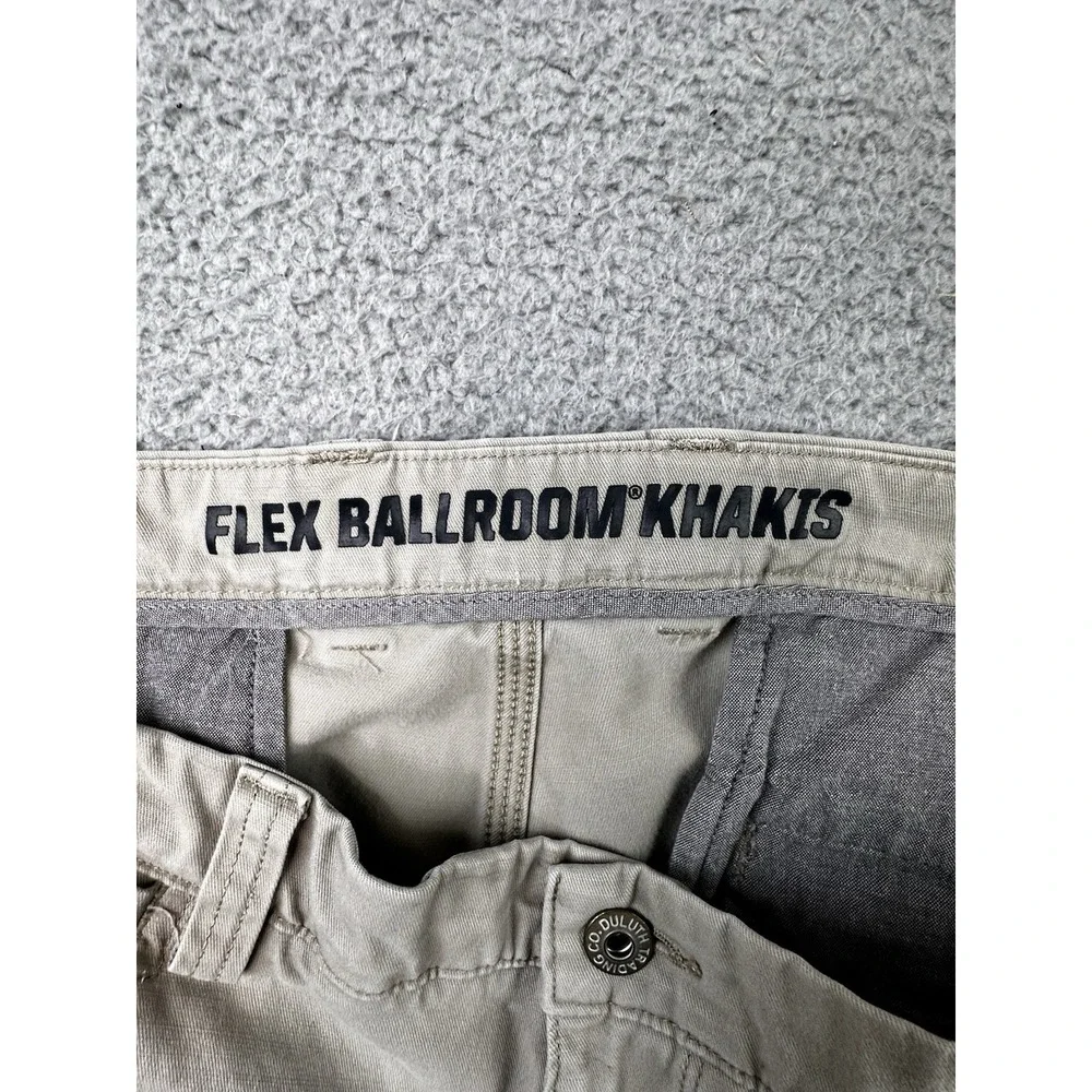 Duluth Trading Co Flex Ballroom Khakis Mens 38x32 Slim Fit Beige Chino Pants